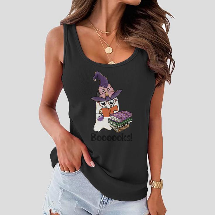 Boooooks Ghost Funny Halloween Quote Women Flowy Tank