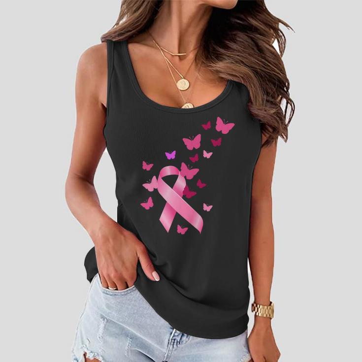 Breast Cancer Awareness Butterflies Logo Women Flowy Tank