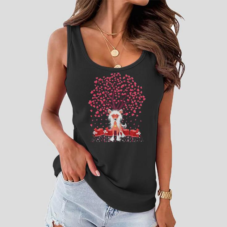 Chinese Crested Dog Lover Chinese Crested Valentine&8217S Day Women Flowy Tank