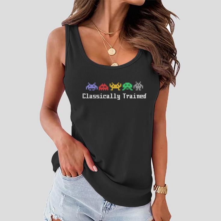 Classically Trained 80S Video Game Aliens Tshirt Women Flowy Tank