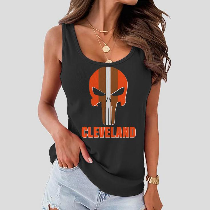 Cleveland Skull Football Tshirt Women Flowy Tank