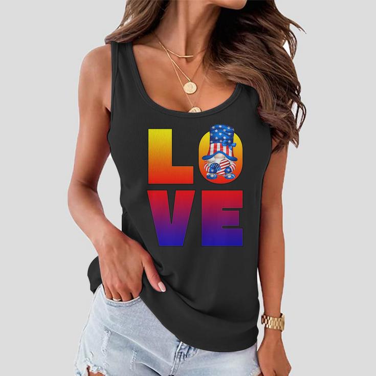 Cute American Flag Heart 4Th Of July Gnome For Patriotic Mom Funny Gift Women Flowy Tank