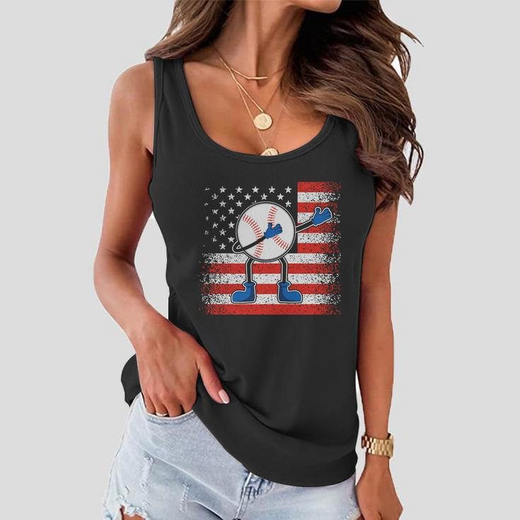 Dabbing Baseball Player 4Th July Usa Flag Plus Size Shirt For Men Women Women Flowy Tank