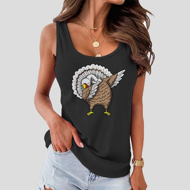 Dabbing Turkey Funny Thanksgiving Day Tshirt Women Flowy Tank