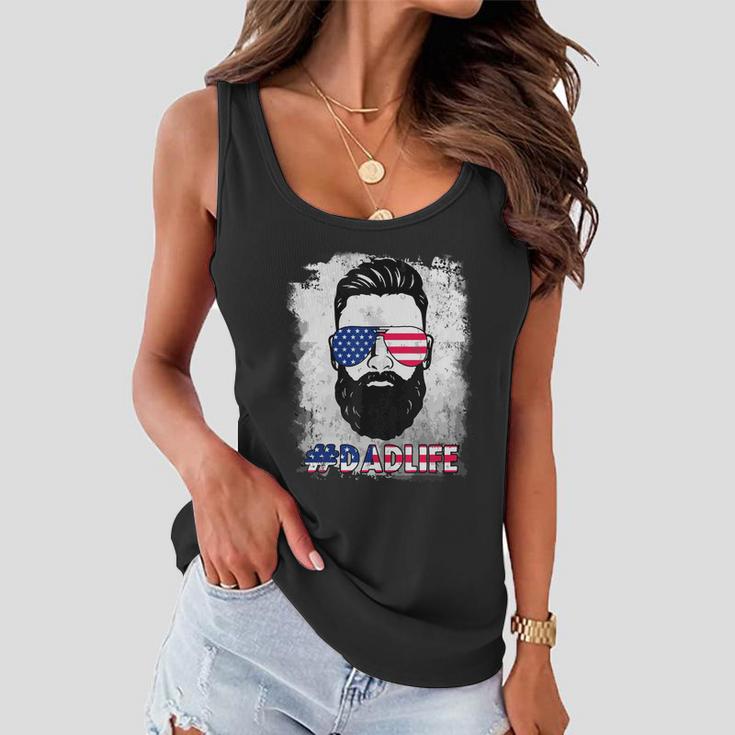 Dad Life Beard Sunglasses Usa Flag Fathers Day 4Th Of July Women Flowy Tank