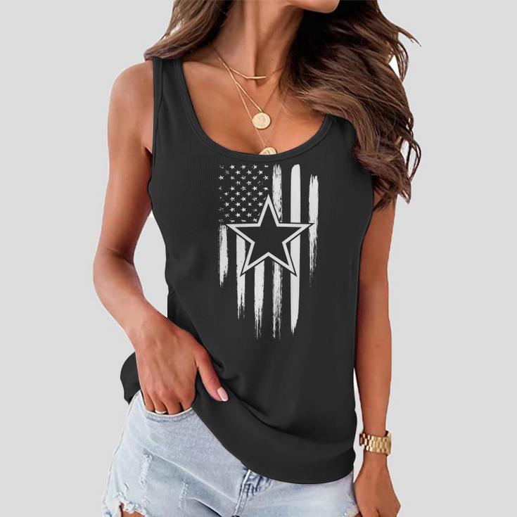 Dallas Tx Star Football Fan Distressed Us Flag Women Flowy Tank