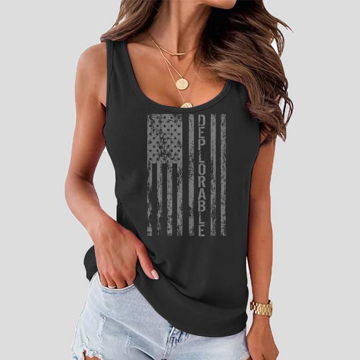 Deplorable United States Of America Usa Vintage Flag Tshirt Women Flowy Tank