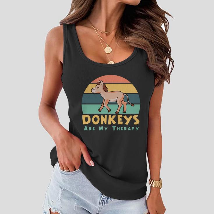 Donkeys As Therapy Funny Mule Farm Animal Gift Women Flowy Tank