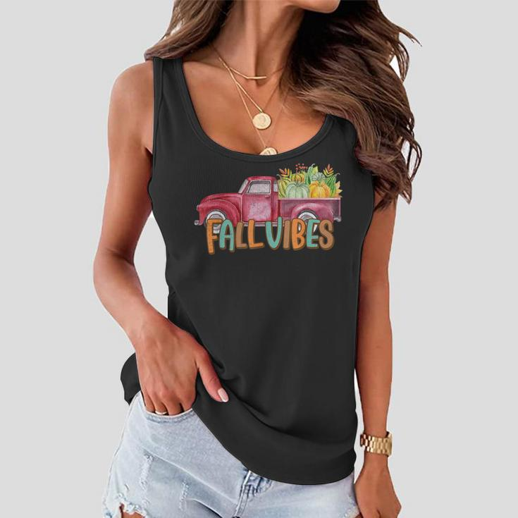 Fall Vibes Old School Truck Full Of Pumpkins And Fall Colors Women Flowy Tank