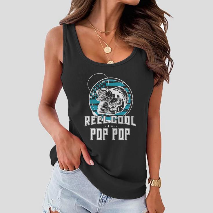 Fathers Day Tee Reel Cool Pop Pop Funny Fishing Women Flowy Tank