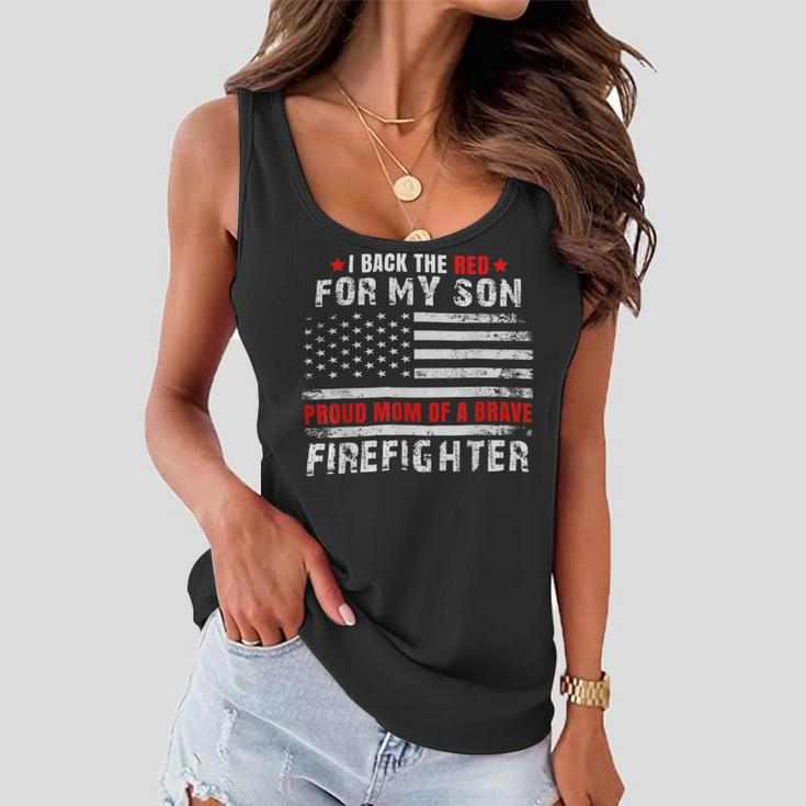 Firefighter Proud Mom Of Firefighter Son I Back The Red For My Son V2 Women Flowy Tank
