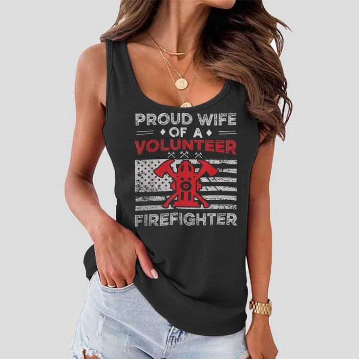 Firefighter Proud Wife Of A Volunteer Firefighter Fire Wife Women Flowy Tank