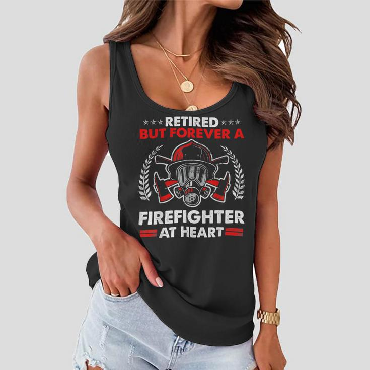 Firefighter Retired But Forever Firefighter At Heart Retirement Women Flowy Tank