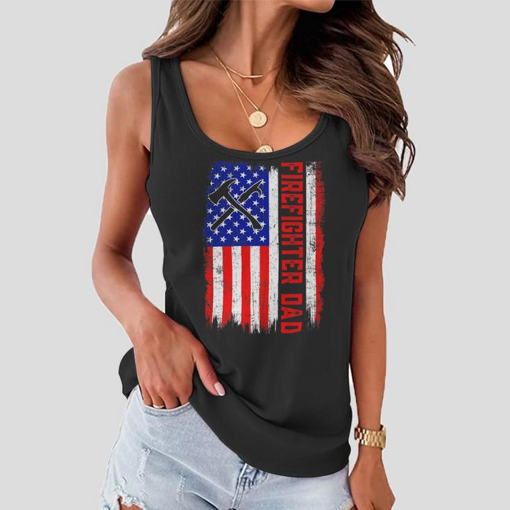 Firefighter Retro American Flag Firefighter Dad Jobs Fathers Day V2 Women Flowy Tank