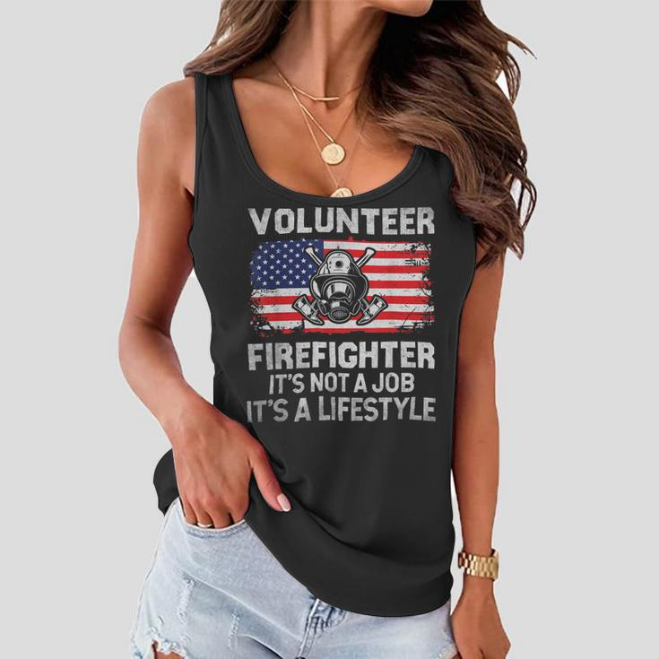 Firefighter Volunteer Firefighter Lifestyle Fireman Usa Flag Women Flowy Tank