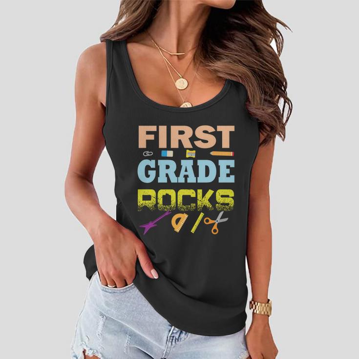 First Grade Rocks Funny School Student Teachers Graphics Plus Size Shirt Women Flowy Tank