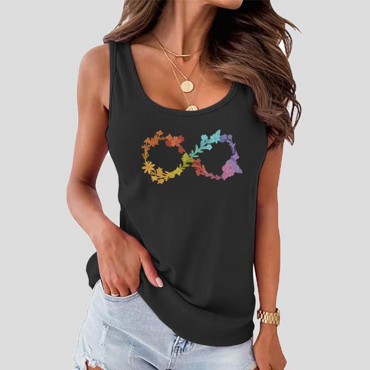 Floral Neurodiversity Infinity Symbol Autism Awareness Women Flowy Tank