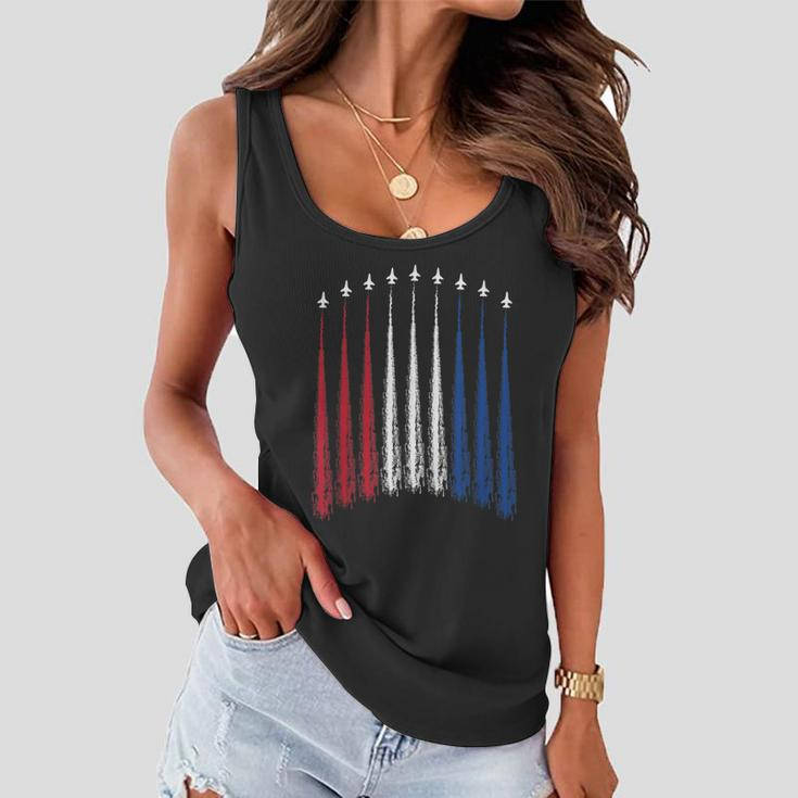 Fourth Of July Fighter Jets Red White Blue 4Th American Flag Women Flowy Tank