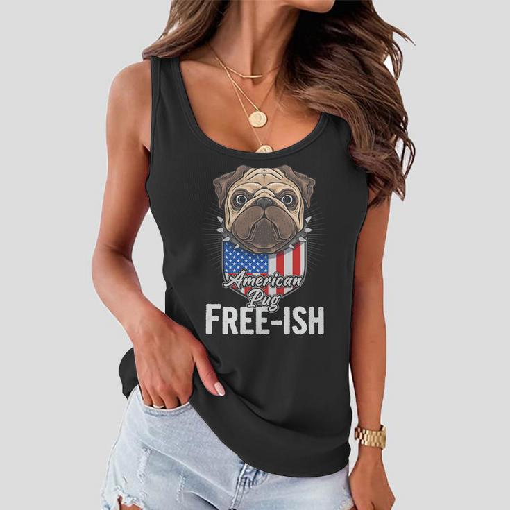 Freeish American Pug Cute Funny 4Th Of July Independence Day Plus Size Graphic Women Flowy Tank