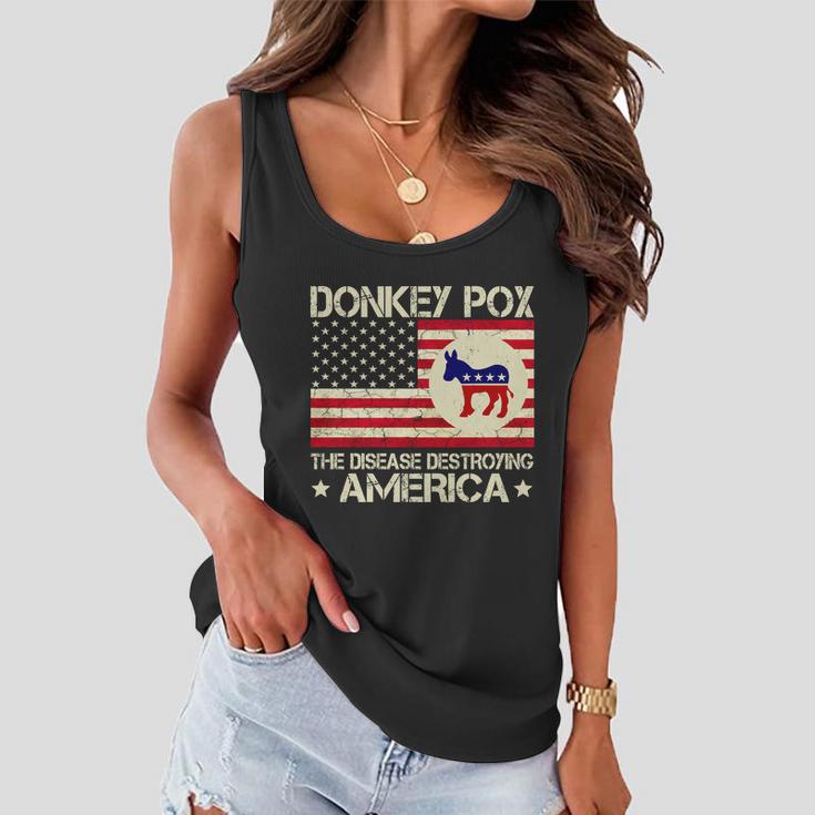 Funny Anti Biden Donkey Pox The Disease Destroying America Funny Anti Biden Women Flowy Tank