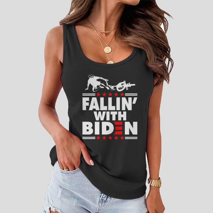 Funny Biden Falls Off Bike Joe Biden Fallin With Biden Women Flowy Tank