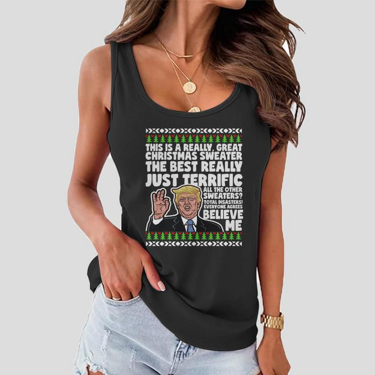 Funny Donald Trump Ugly Christmas Sweater Parody Speech Gift Women Flowy Tank