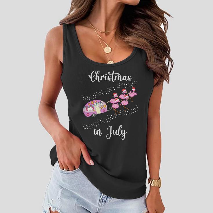 Funny Flamingo Pink Retro Camping Car Christmas In July Great Gift Women Flowy Tank