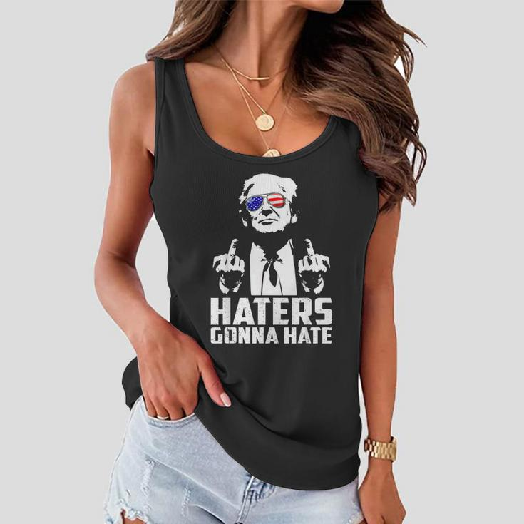 Funny Haters Gonna Hate President Donald Trump Middle Finger Women Flowy Tank