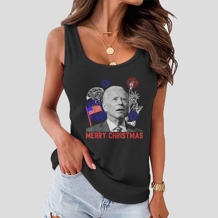 Funny Joe Biden Happy Christmas In July Usa Flag V2 Women Flowy Tank