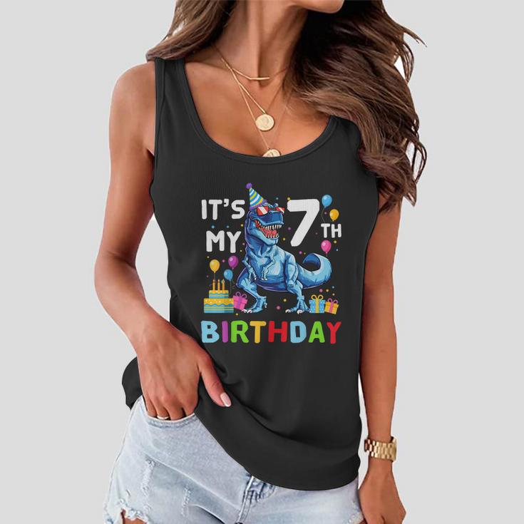 Funny Kids Its My 7Th Birthday Gift Happy 7 Year Trex Gift Women Flowy Tank