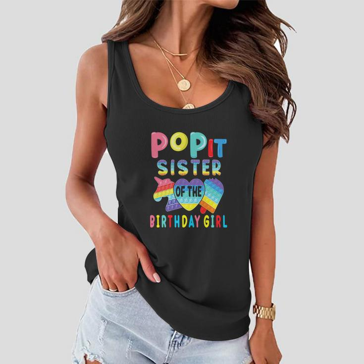 Funny Sister Of The Birthday Girl Pop It Unicorn Birthday Women Flowy Tank