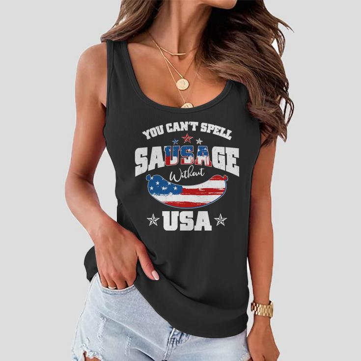 Funny You Cant Spell Sausage Without Usa Women Flowy Tank