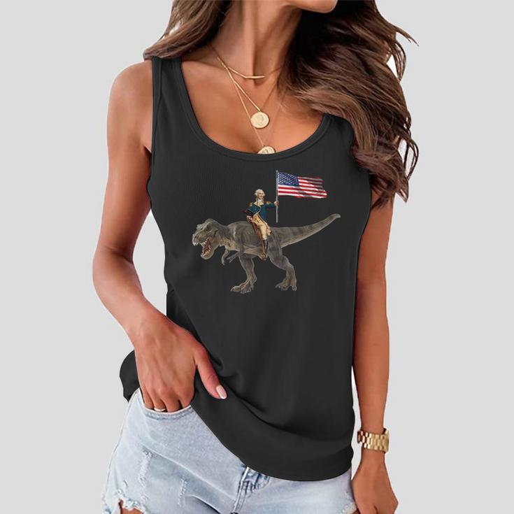 George Washington On A Dinosaur Women Flowy Tank