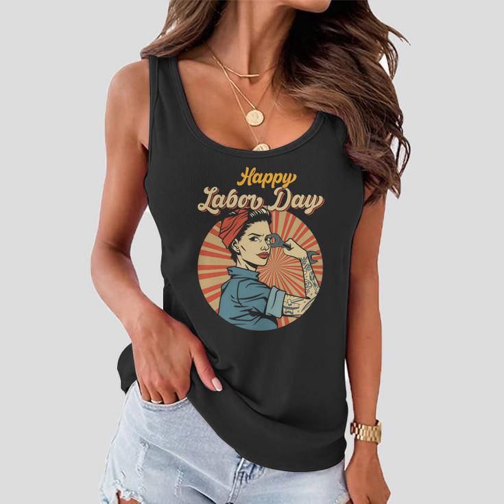 Happy Labor Day Gift Girl Strong Worker Movement Employer Funny Gift Women Flowy Tank