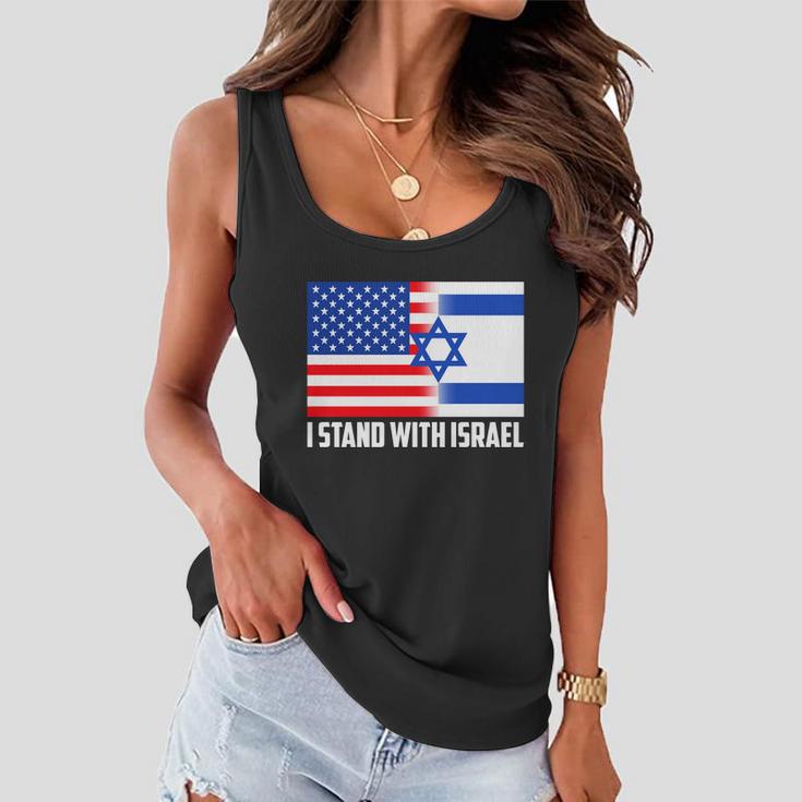 I Stand With Israel Usa Flags United Together Women Flowy Tank