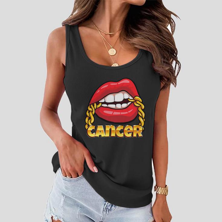 Juicy Lips Gold Chain Cancer Zodiac Sign Women Flowy Tank