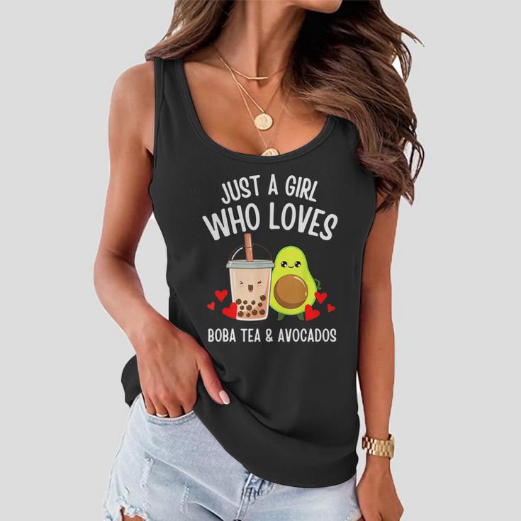 Just A Girl Who Loves Boba Tea & Avocados Cute Kawaii Teen Tshirt Women Flowy Tank