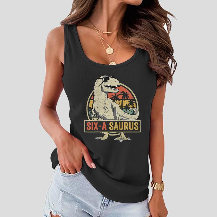 Kids 6 Year Old Dinosaur Birthday 6ThRex Dino Six Saurus Women Flowy Tank