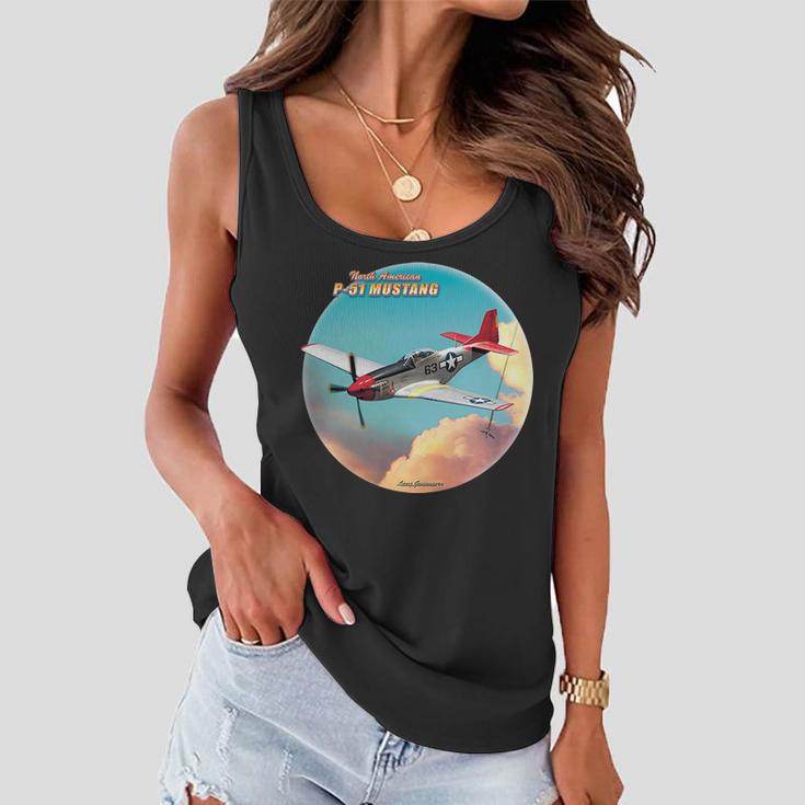 Larry Grossman - P-51 Mustang Plane Tshirt Women Flowy Tank