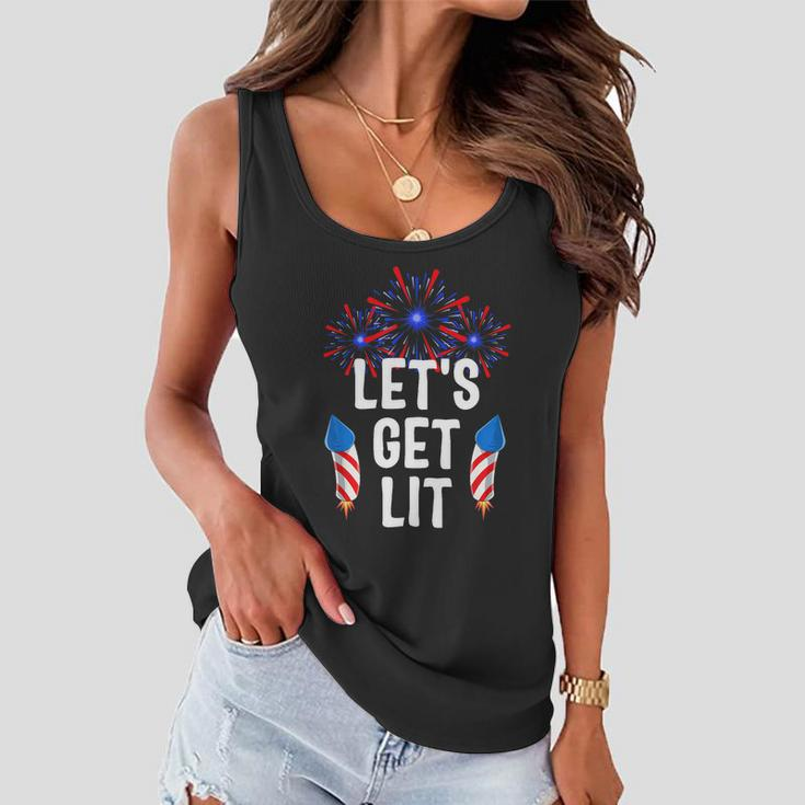 Lets Get Lit 4Th Of July With Fireworks Gift Women Flowy Tank