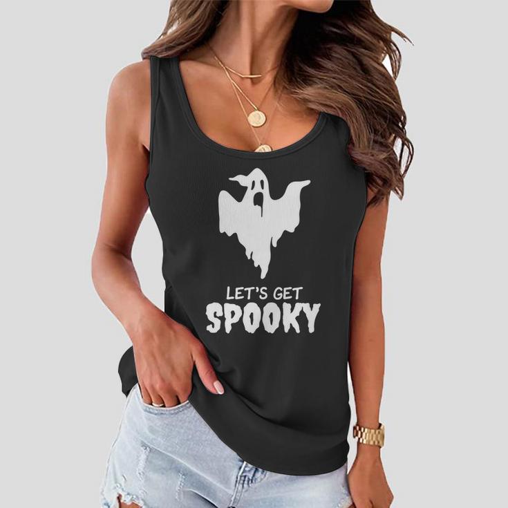 Lets Get Spooky Ghost Boo Halloween Quote Women Flowy Tank