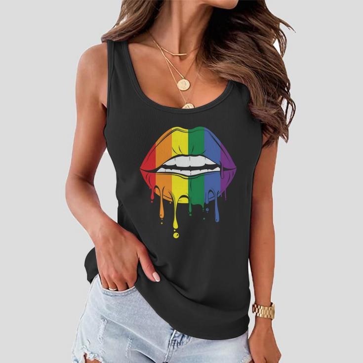 Lips Lgbt Gay Pride Lesbian Bisexual Ally Quote V2 Women Flowy Tank