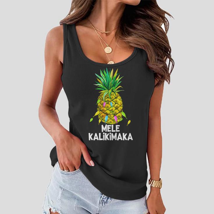 Mele Kalikimaka Pineapple Christmas Lights Women Flowy Tank