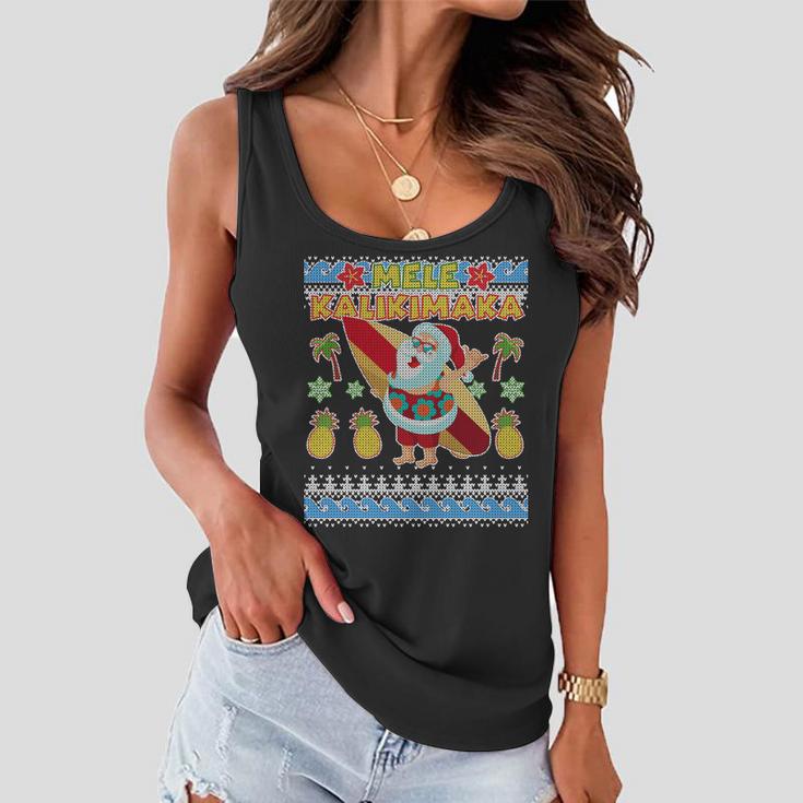 Mele Kalikimaka Santa Ugly Christmas Hawaiian Women Flowy Tank