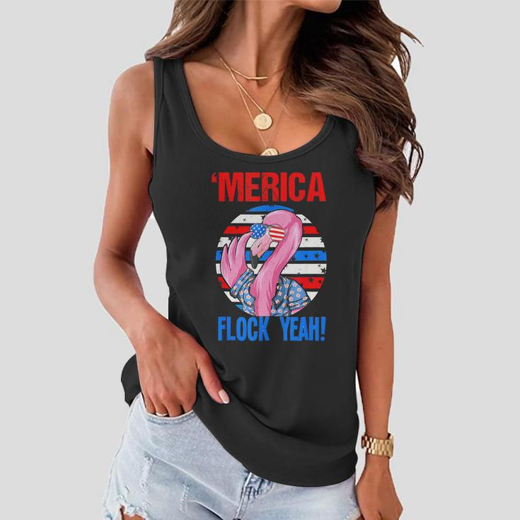 Merica Flock Yeah 4Th July Funny Patriotic Flamingo Women Flowy Tank