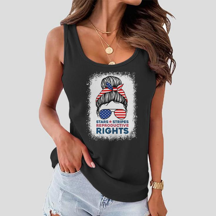 Messy Bun American Flag Stars Stripes Reproductive Rights Meaningful Gift V2 Women Flowy Tank