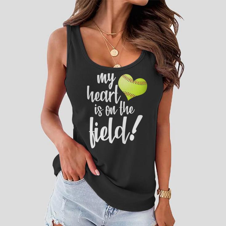 My Heart Is On The Field Baseball Player Women Flowy Tank