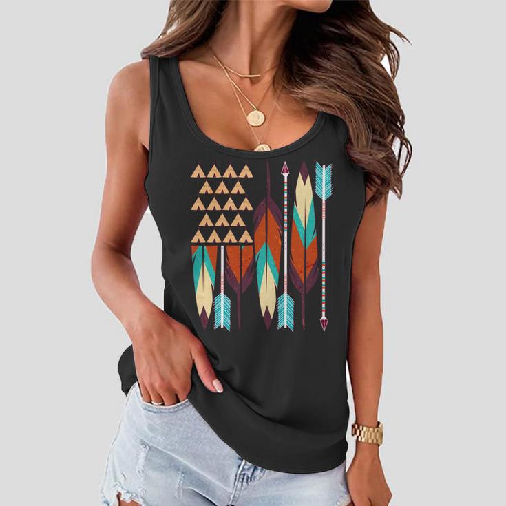 Native American Flag Feathers And Arrows Women Flowy Tank