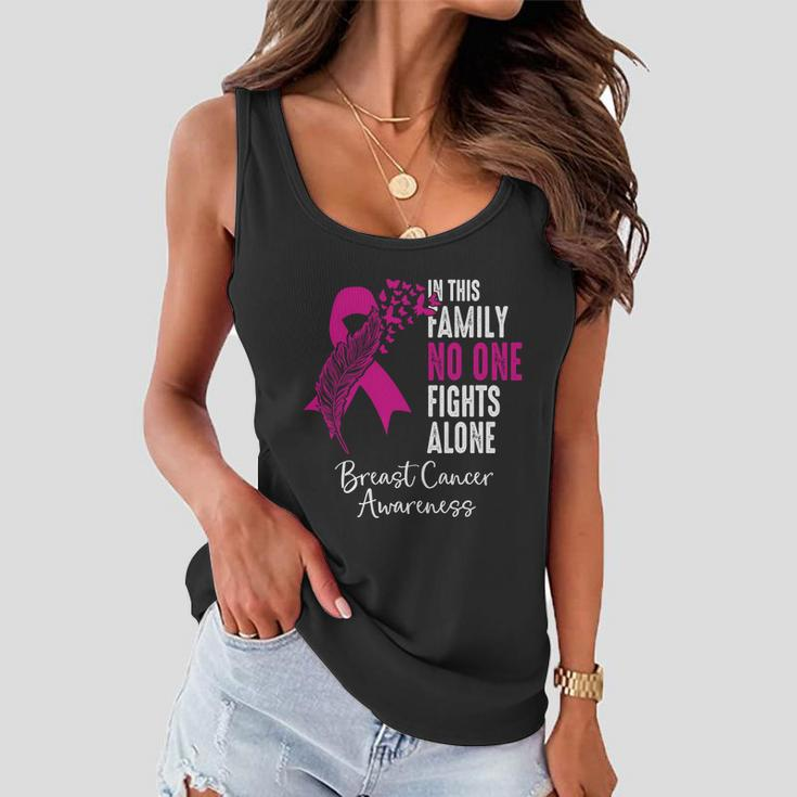 No One Fights Alone Breast Cancer Awareness Meaningful Gift Women Flowy Tank