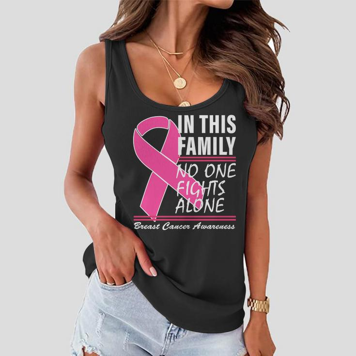No One Fights Alone Breast Cancer Awareness Ribbon Tshirt Women Flowy Tank